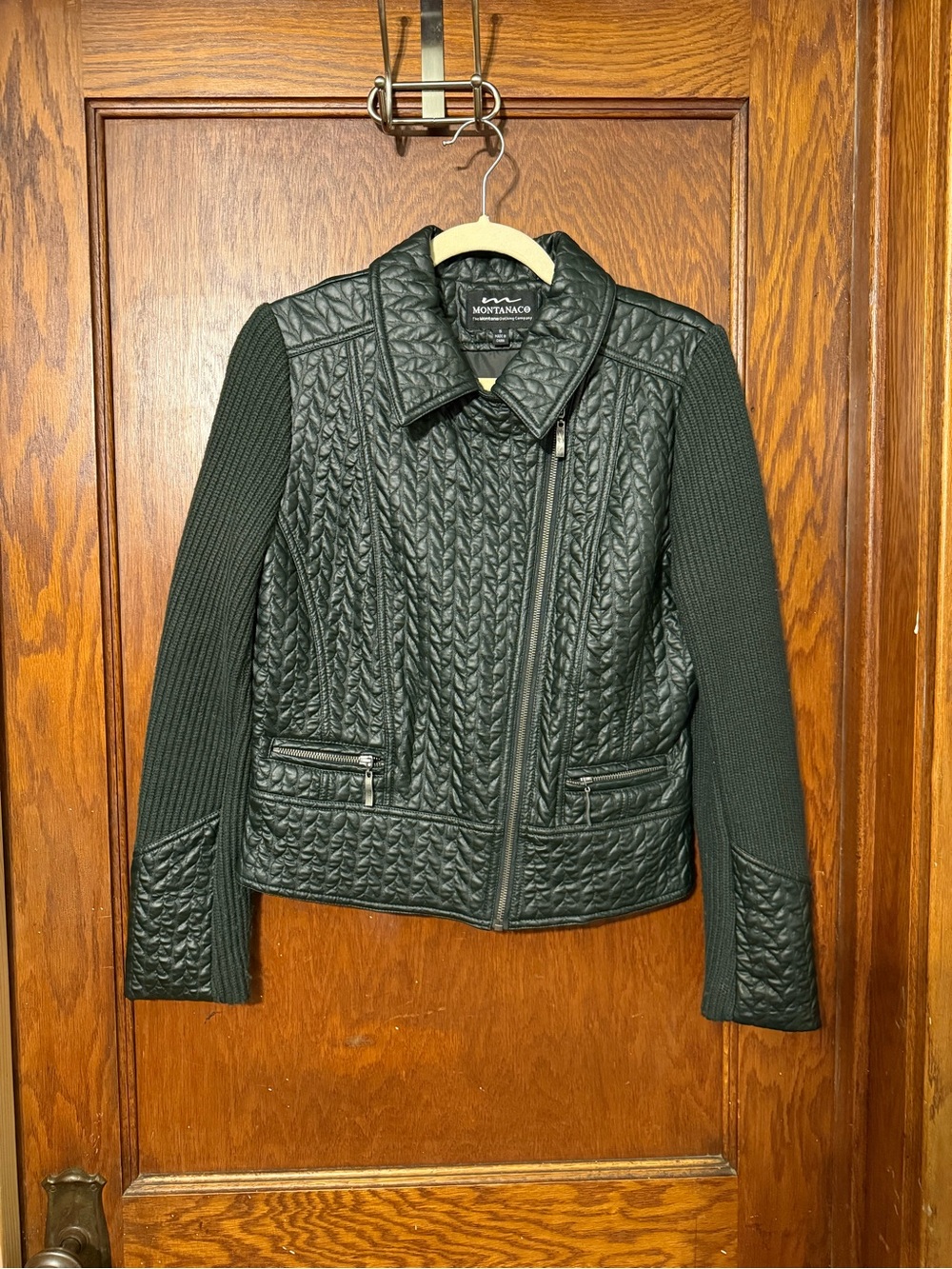 Montanaco Quilted Black Moto-Style Jacket
